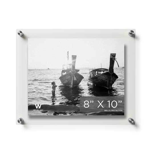 Wexel Art Displays; Wexel Art Double Panel Clear Acrylic Floating Wall Frame with Silver Hardware; Category:Acrylic Floating Frames; Image:1